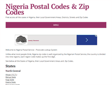 Tablet Screenshot of nigeriapostcodes.com